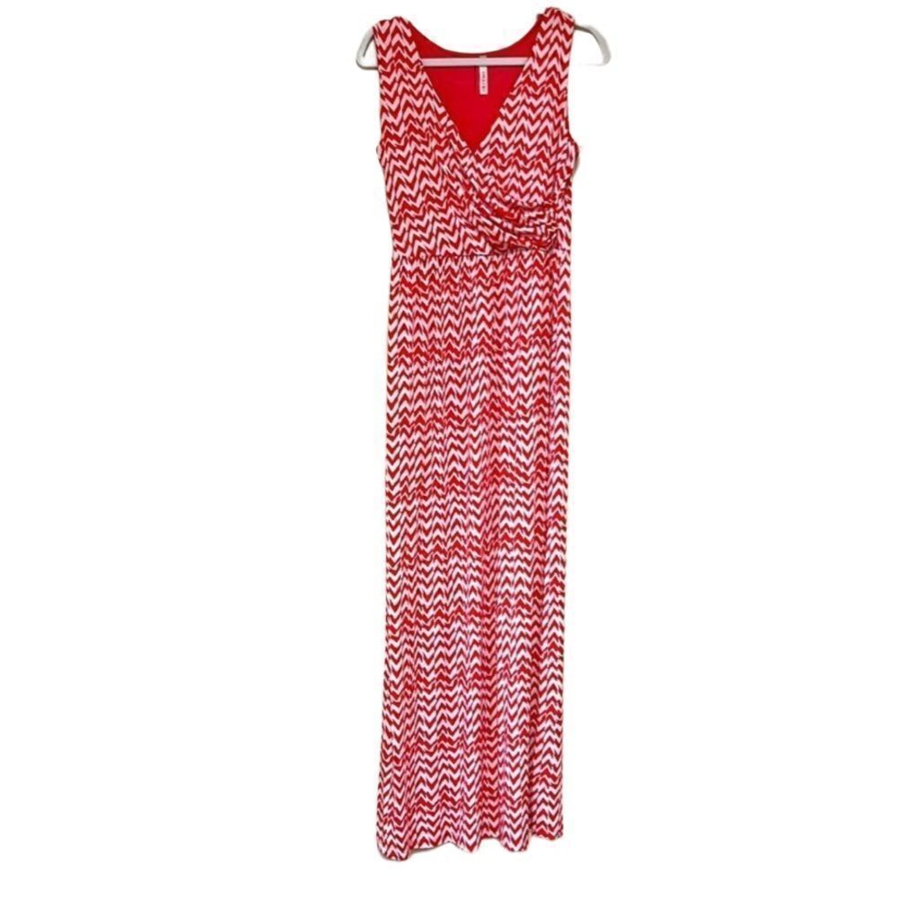 Gilli Women’s Large Orange & White Crossbody Chevron Maxi Dress